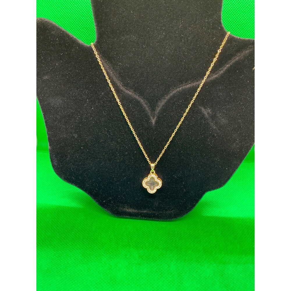 18K Gold Plated Stainless Steel Clover Necklace Pendant Gift Women New Chain